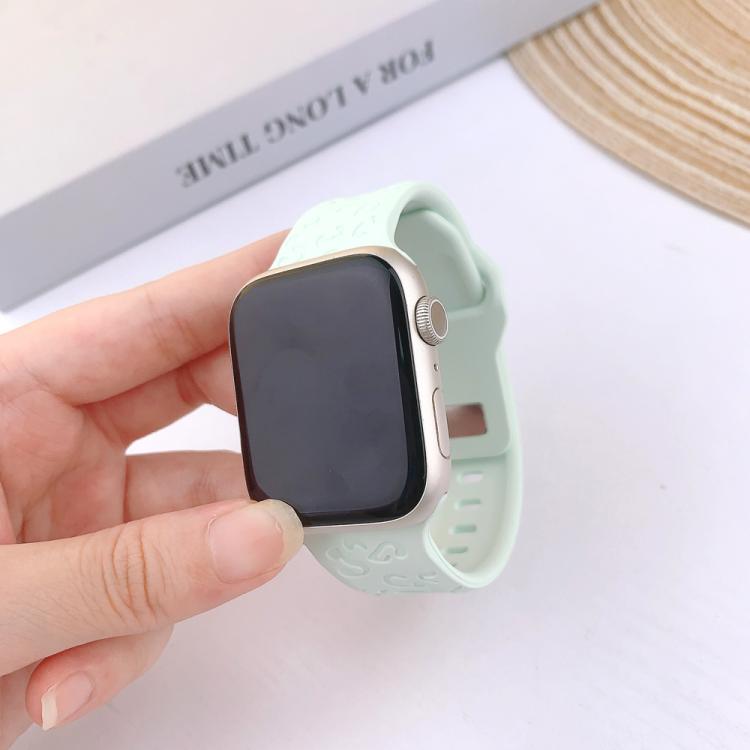 For Apple Watch 42mm / 41mm / 40mm / 38mm Buckle Concave Leopard Silicone Watch Band