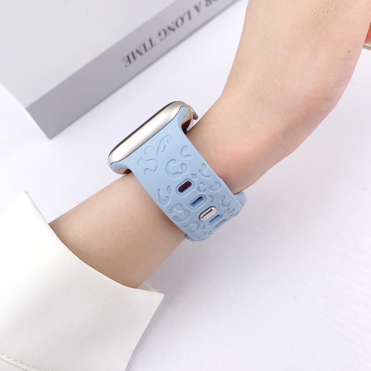 For Apple Watch 42mm / 41mm / 40mm / 38mm Buckle Concave Leopard Silicone Watch Band
