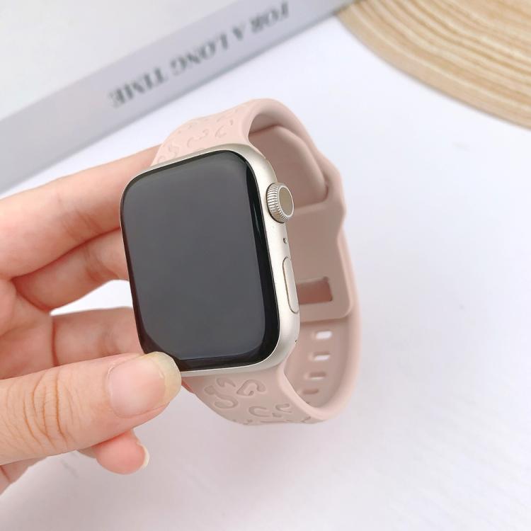 For Apple Watch 42mm / 41mm / 40mm / 38mm Buckle Concave Leopard Silicone Watch Band
