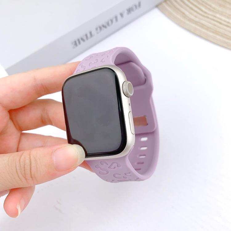 For Apple Watch 42mm / 41mm / 40mm / 38mm Buckle Concave Leopard Silicone Watch Band
