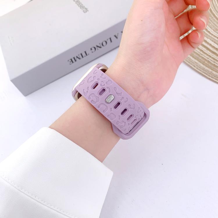 For Apple Watch 42mm / 41mm / 40mm / 38mm Buckle Concave Leopard Silicone Watch Band