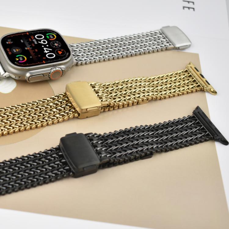For Apple Watch 46mm / 49mm / 45mm / 44mm Mesh Magnetic Stainless Steel Watch Band