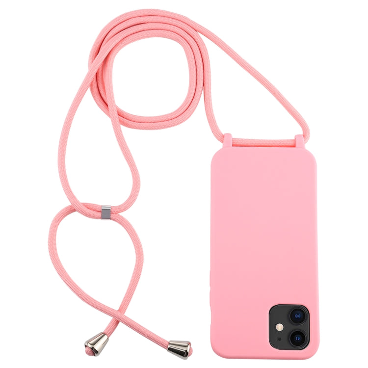 For iPhone 12 mini Candy Colors TPU Protective Case with Lanyard
