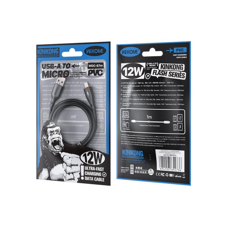 WK WDC-67m Kinkong 1m 12W PVC Data Cable, Interface:USB to Micro