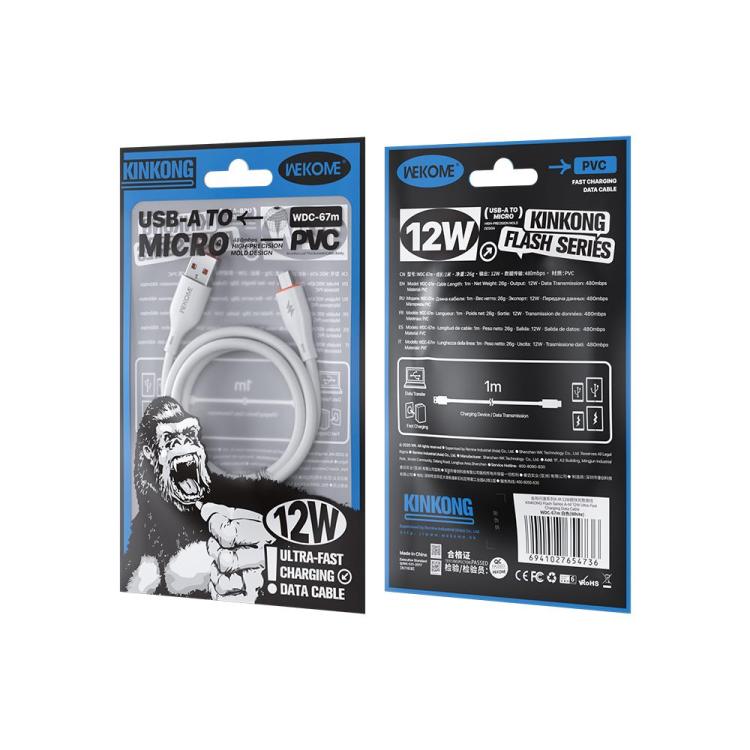 WK WDC-67m Kinkong 1m 12W PVC Data Cable, Interface:USB to Micro