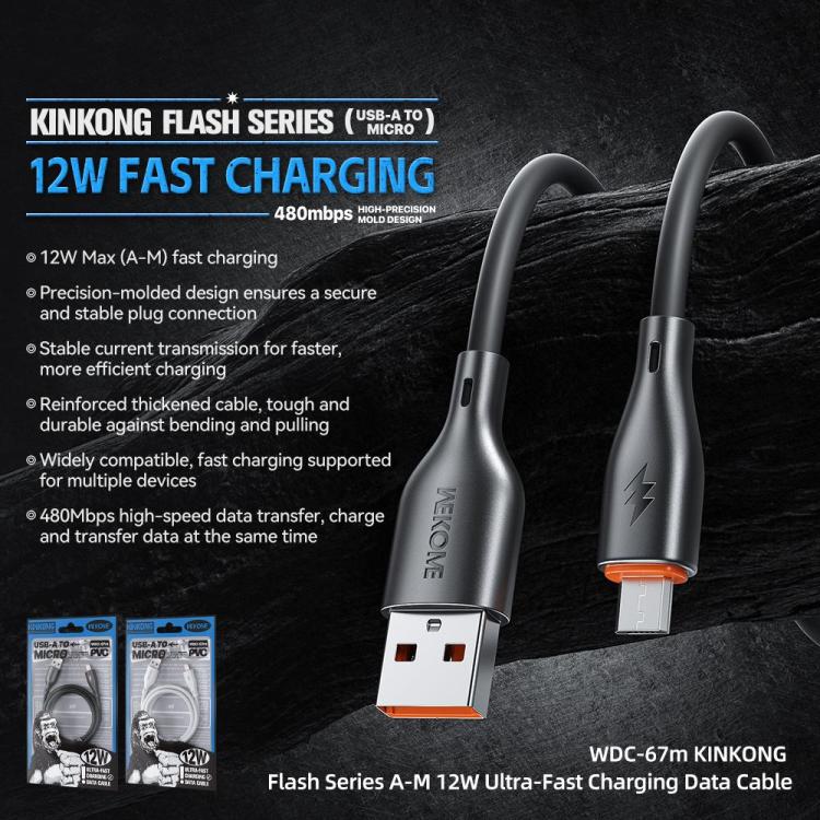 WK WDC-67m Kinkong 1m 12W PVC Data Cable, Interface:USB to Micro