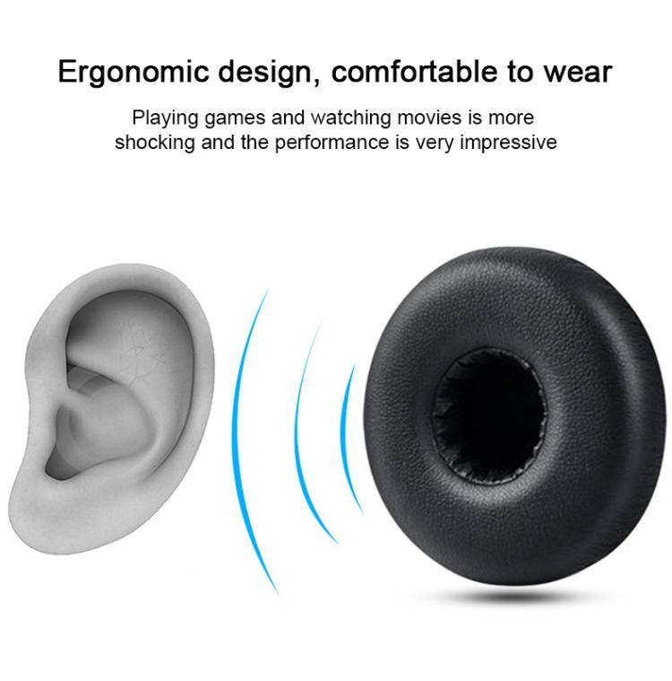 2pcs Protein Leather Wired Headset Replacement Earpads For AKG N60NC - Black