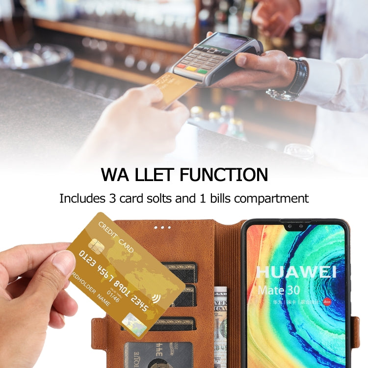 For Huawei Mate 30 Retro Magnetic Closing Clasp Horizontal Flip Leather Case with Holder & Card Slots & Photo Frame & Wallet