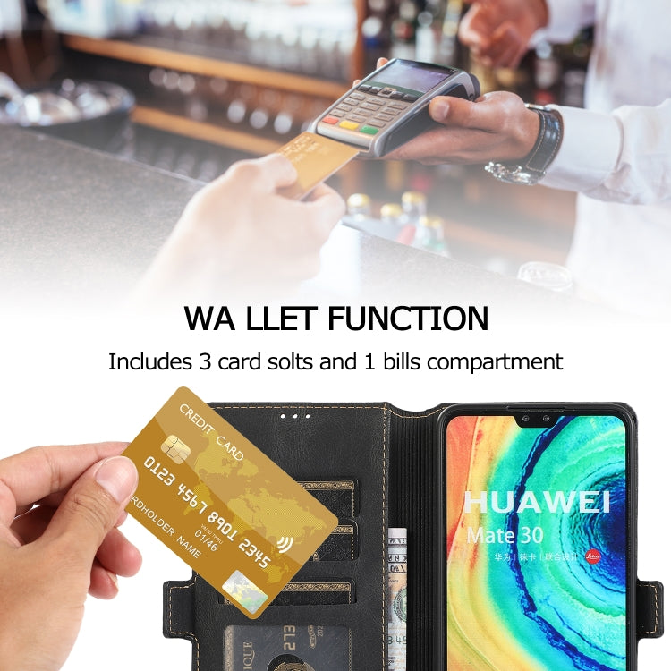 For Huawei Mate 30 Retro Magnetic Closing Clasp Horizontal Flip Leather Case with Holder & Card Slots & Photo Frame & Wallet