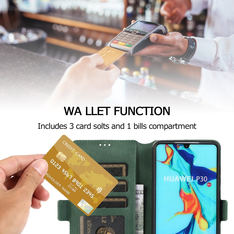 For Huawei P30 Retro Magnetic Closing Clasp Horizontal Flip Leather Case with Holder & Card Slots & Photo Frame & Wallet