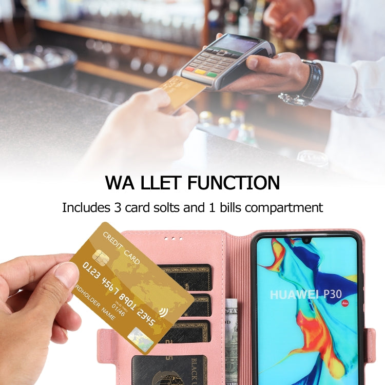 For Huawei P30 Retro Magnetic Closing Clasp Horizontal Flip Leather Case with Holder & Card Slots & Photo Frame & Wallet
