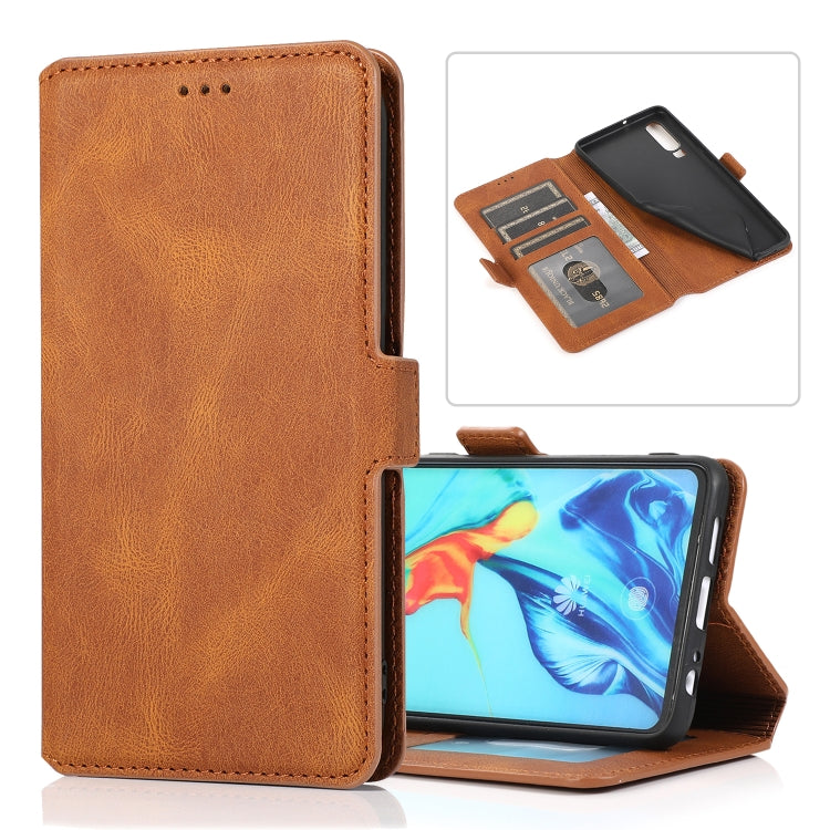 For Huawei P30 Retro Magnetic Closing Clasp Horizontal Flip Leather Case with Holder & Card Slots & Photo Frame & Wallet
