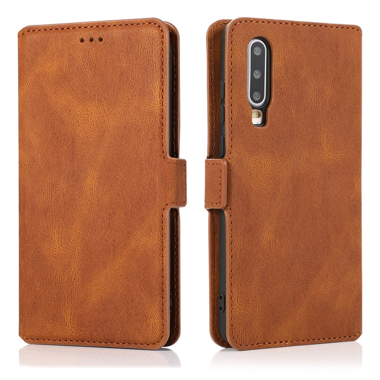 For Huawei P30 Retro Magnetic Closing Clasp Horizontal Flip Leather Case with Holder & Card Slots & Photo Frame & Wallet
