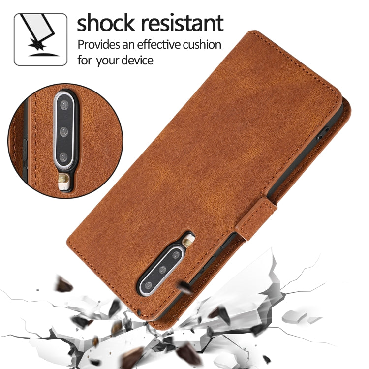 For Huawei P30 Retro Magnetic Closing Clasp Horizontal Flip Leather Case with Holder & Card Slots & Photo Frame & Wallet