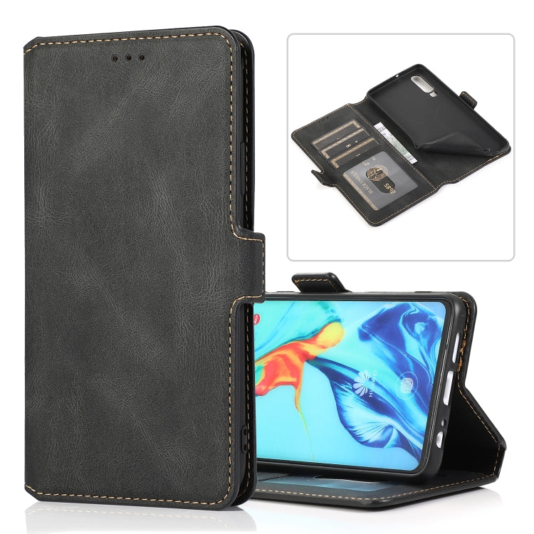 For Huawei P30 Retro Magnetic Closing Clasp Horizontal Flip Leather Case with Holder & Card Slots & Photo Frame & Wallet
