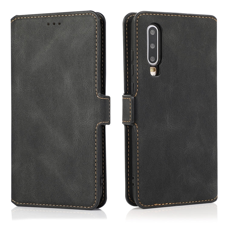 For Huawei P30 Retro Magnetic Closing Clasp Horizontal Flip Leather Case with Holder & Card Slots & Photo Frame & Wallet