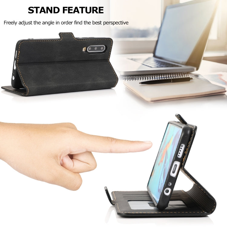 For Huawei P30 Retro Magnetic Closing Clasp Horizontal Flip Leather Case with Holder & Card Slots & Photo Frame & Wallet