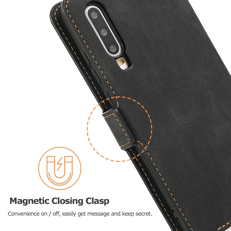 For Huawei P30 Retro Magnetic Closing Clasp Horizontal Flip Leather Case with Holder & Card Slots & Photo Frame & Wallet