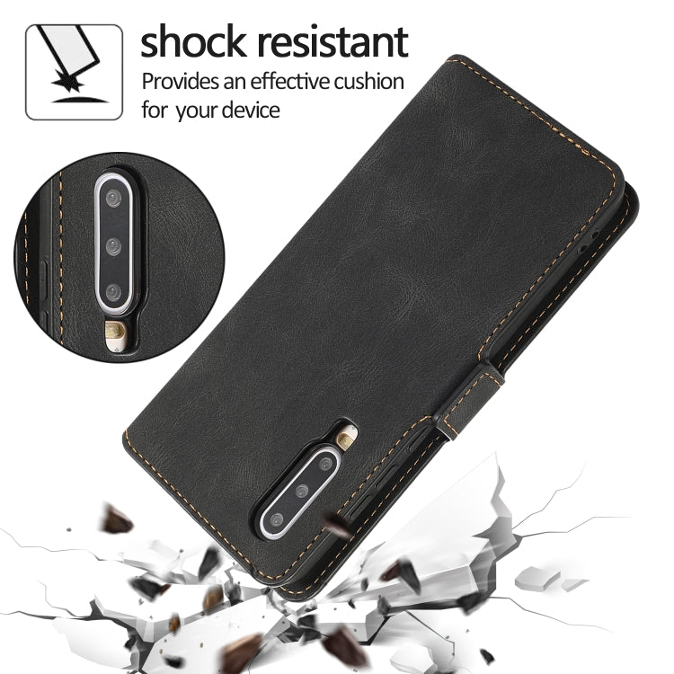 For Huawei P30 Retro Magnetic Closing Clasp Horizontal Flip Leather Case with Holder & Card Slots & Photo Frame & Wallet