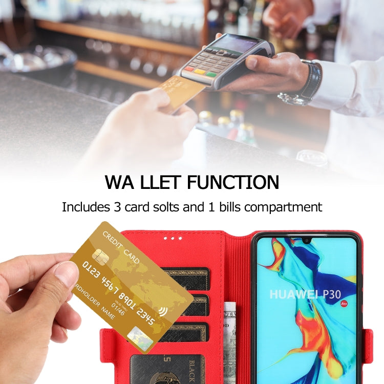For Huawei P30 Retro Magnetic Closing Clasp Horizontal Flip Leather Case with Holder & Card Slots & Photo Frame & Wallet