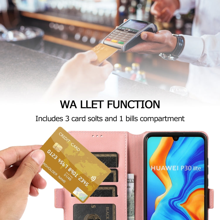 For Huawei P30 Lite Retro Magnetic Closing Clasp Horizontal Flip Leather Case with Holder & Card Slots & Photo Frame & Wallet