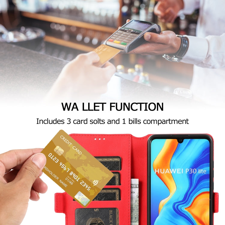 For Huawei P30 Lite Retro Magnetic Closing Clasp Horizontal Flip Leather Case with Holder & Card Slots & Photo Frame & Wallet
