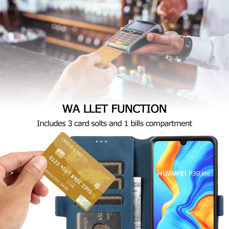 For Huawei P30 Lite Retro Magnetic Closing Clasp Horizontal Flip Leather Case with Holder & Card Slots & Photo Frame & Wallet