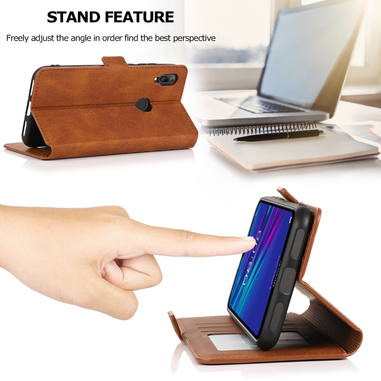 For Huawei Y6 (2019) Retro Magnetic Closing Clasp Horizontal Flip Leather Case with Holder & Card Slots & Photo Frame & Wallet