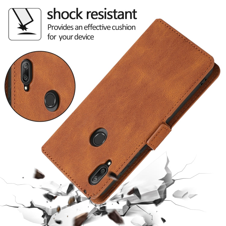 For Huawei Y6 (2019) Retro Magnetic Closing Clasp Horizontal Flip Leather Case with Holder & Card Slots & Photo Frame & Wallet