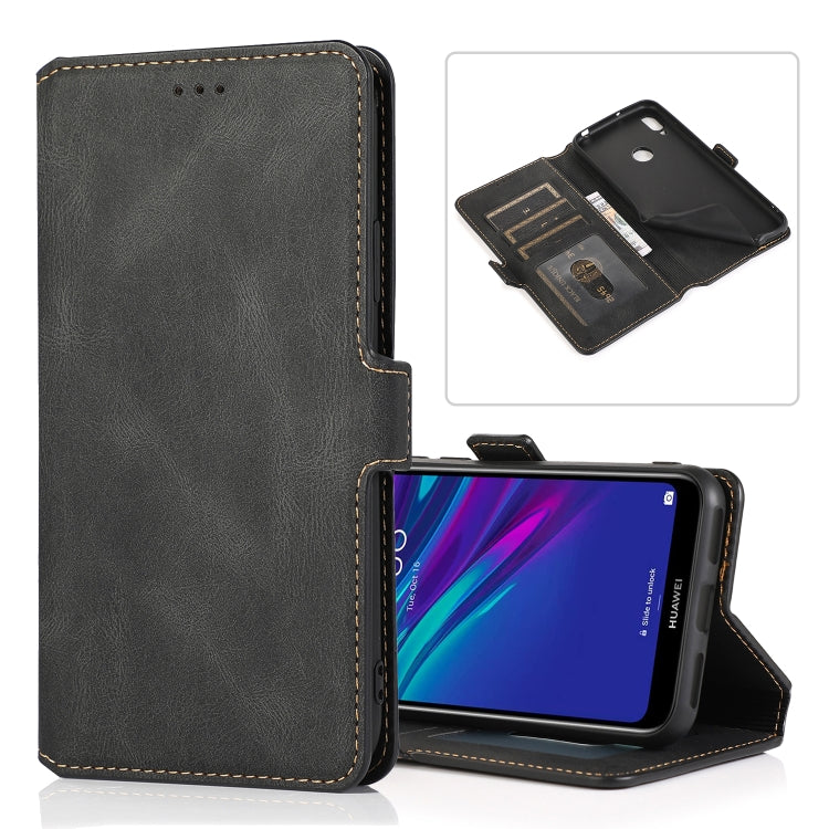 For Huawei Y6 (2019) Retro Magnetic Closing Clasp Horizontal Flip Leather Case with Holder & Card Slots & Photo Frame & Wallet
