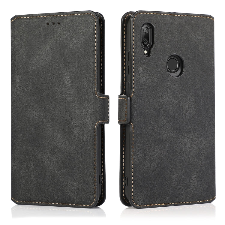 For Huawei Y6 (2019) Retro Magnetic Closing Clasp Horizontal Flip Leather Case with Holder & Card Slots & Photo Frame & Wallet