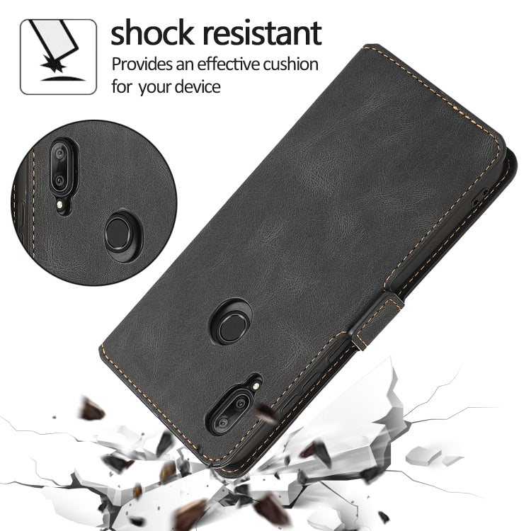 For Huawei Y6 (2019) Retro Magnetic Closing Clasp Horizontal Flip Leather Case with Holder & Card Slots & Photo Frame & Wallet