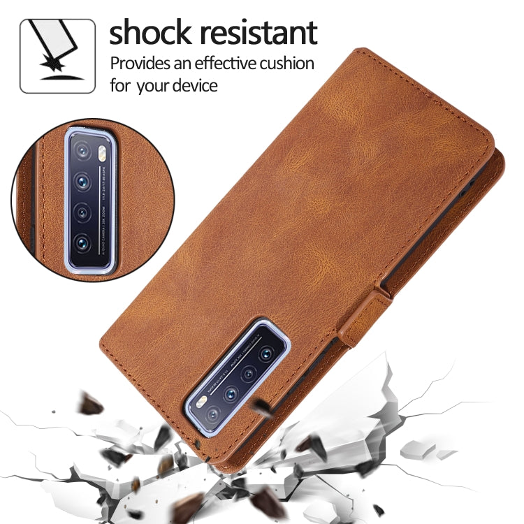 For Huawei nova 7 5G Retro Magnetic Closing Clasp Horizontal Flip Leather Case with Holder & Card Slots & Photo Frame & Wallet