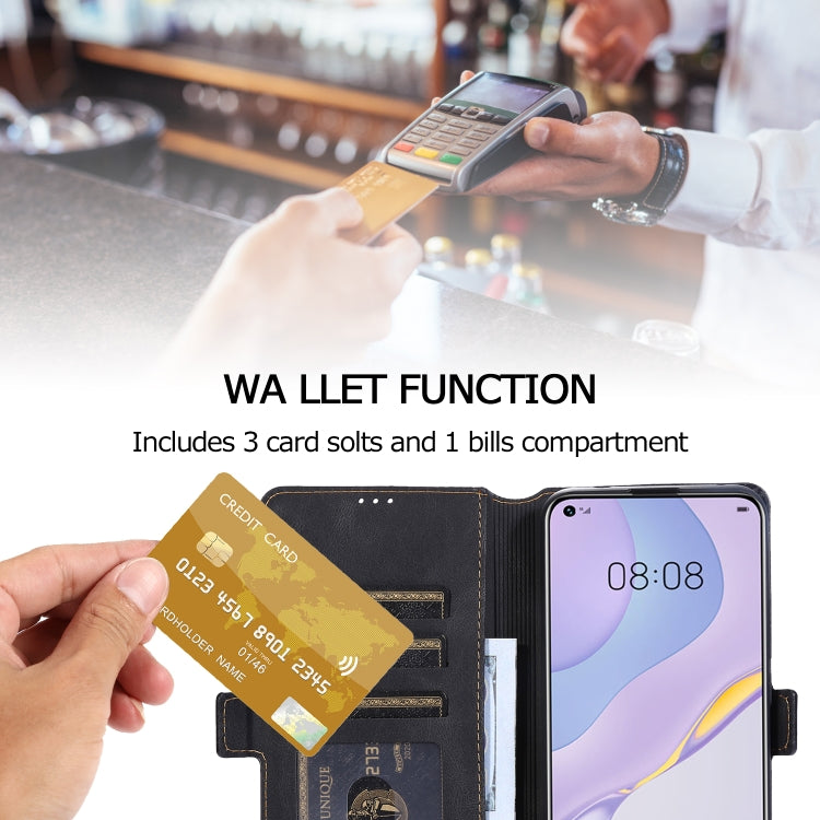 For Huawei nova 7 5G Retro Magnetic Closing Clasp Horizontal Flip Leather Case with Holder & Card Slots & Photo Frame & Wallet