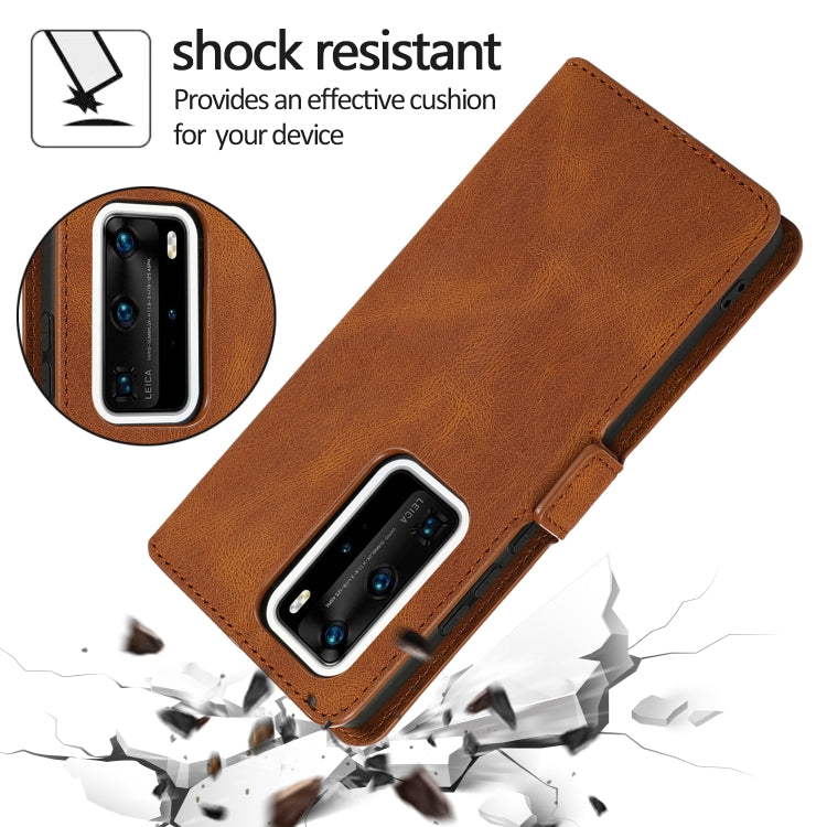 For Huawei P40 Pro+ Retro Magnetic Closing Clasp Horizontal Flip Leather Case with Holder & Card Slots & Photo Frame & Wallet