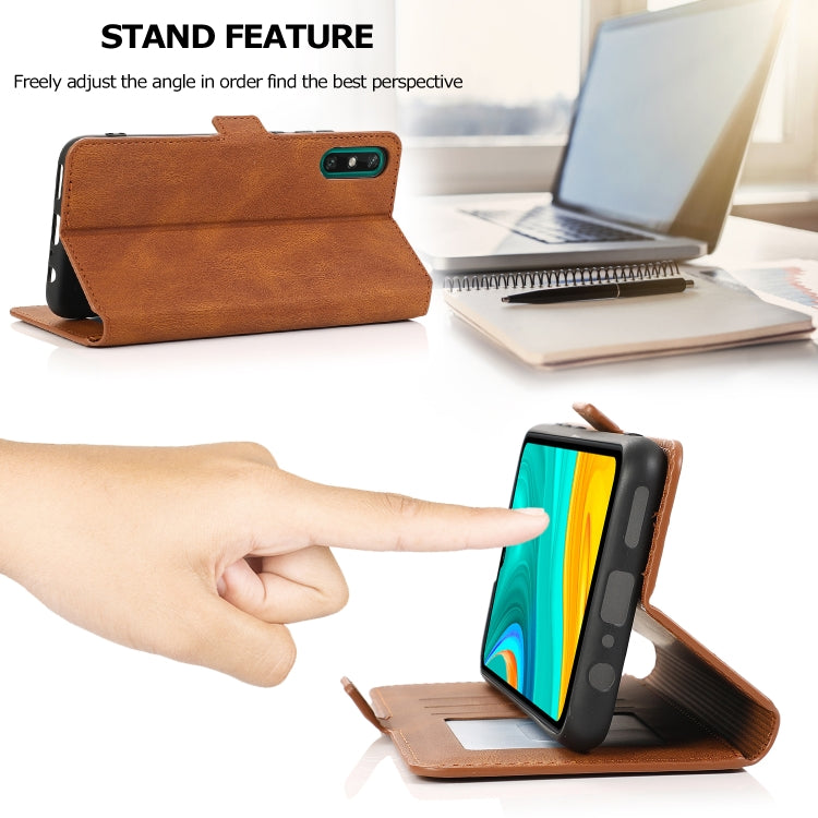 For Huawei Enjoy 10e Retro Magnetic Closing Clasp Horizontal Flip Leather Case with Holder & Card Slots & Photo Frame & Wallet