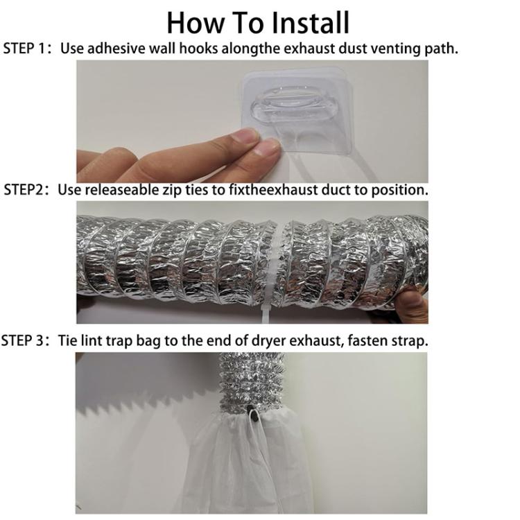 3pcs/Pack Dryer Vent Lint Trap Dryer Vent Duct Lint Bag - White
