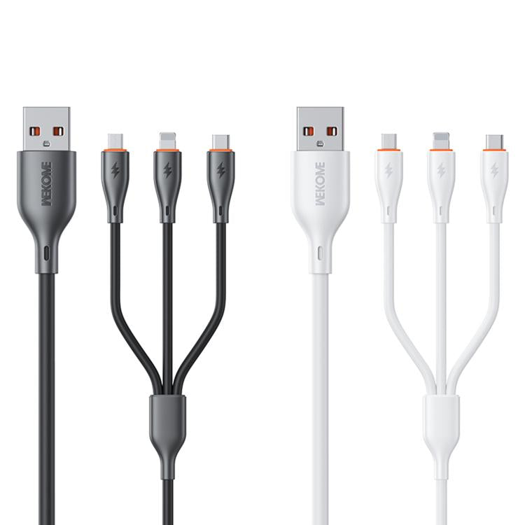 WK WDC-79 3 in 1 Kinkong Flash Series 1.2m 66W PVC Fast Charging Data Cable, Interface:USB to Type-C+8 Pin+Micro