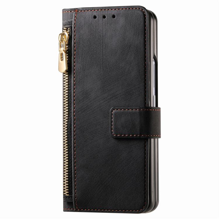 For Samsung Galax Z Fold7 5G Retro MagSafe Magnetic Zipper Wallet Leather Phone Case