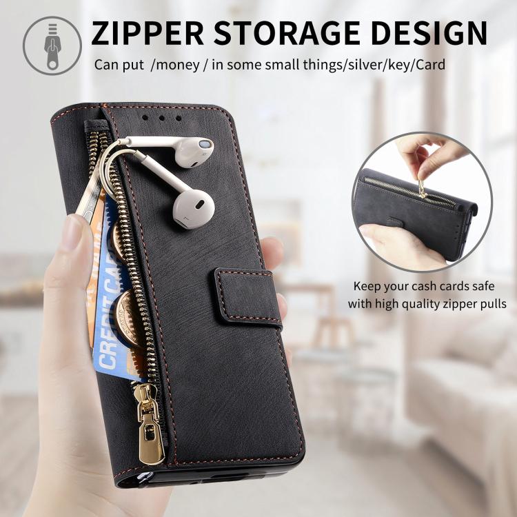 For Samsung Galax Z Fold7 5G Retro MagSafe Magnetic Zipper Wallet Leather Phone Case