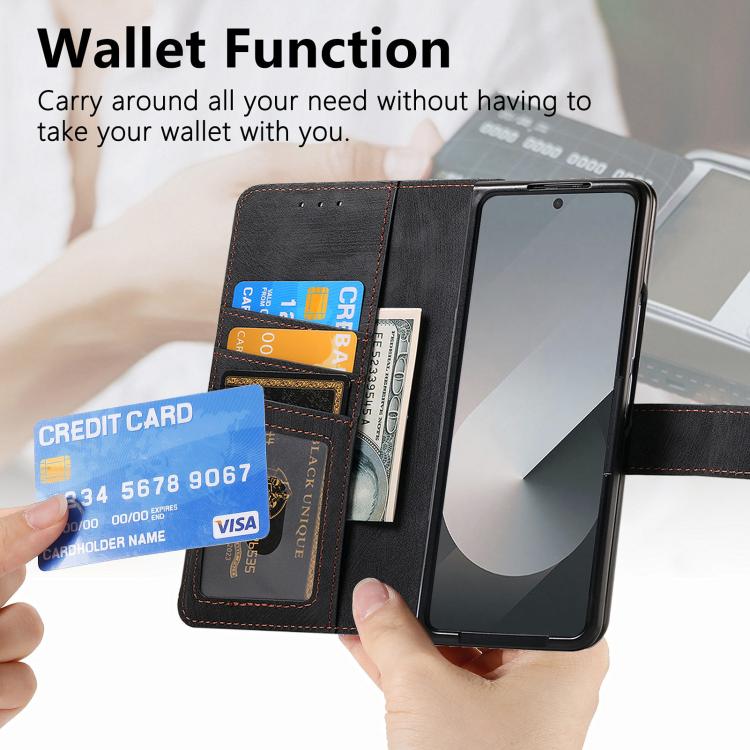For Samsung Galax Z Fold7 5G Retro MagSafe Magnetic Zipper Wallet Leather Phone Case