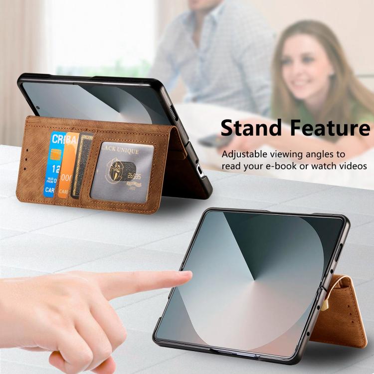 For Samsung Galax Z Fold7 5G Retro MagSafe Magnetic Zipper Wallet Leather Phone Case