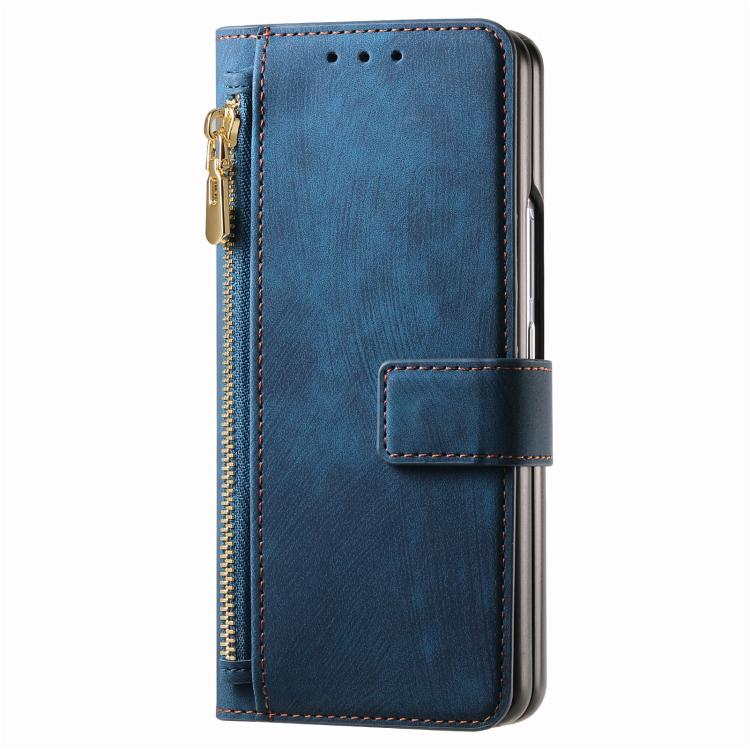 For Samsung Galax Z Fold7 5G Retro MagSafe Magnetic Zipper Wallet Leather Phone Case
