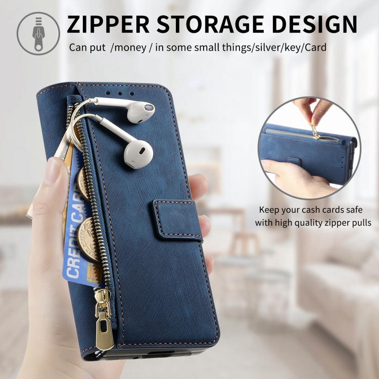 For Samsung Galax Z Fold7 5G Retro MagSafe Magnetic Zipper Wallet Leather Phone Case