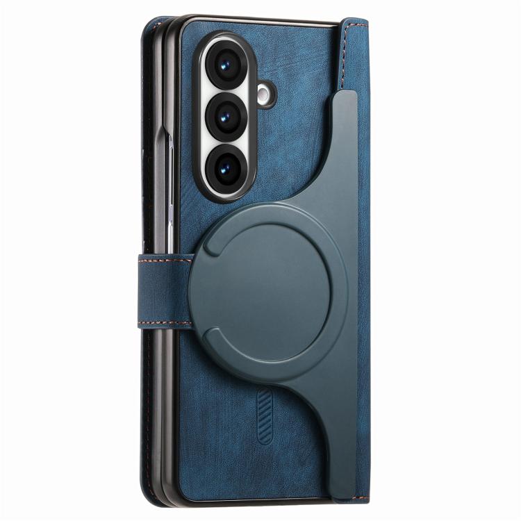 For Samsung Galax Z Fold7 5G Retro MagSafe Magnetic Zipper Wallet Leather Phone Case