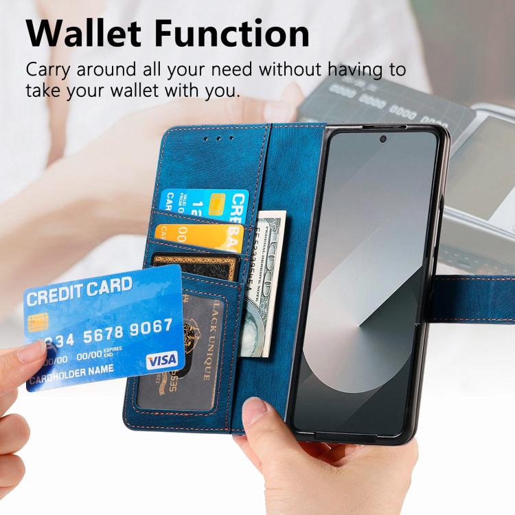 For Samsung Galax Z Fold7 5G Retro MagSafe Magnetic Zipper Wallet Leather Phone Case