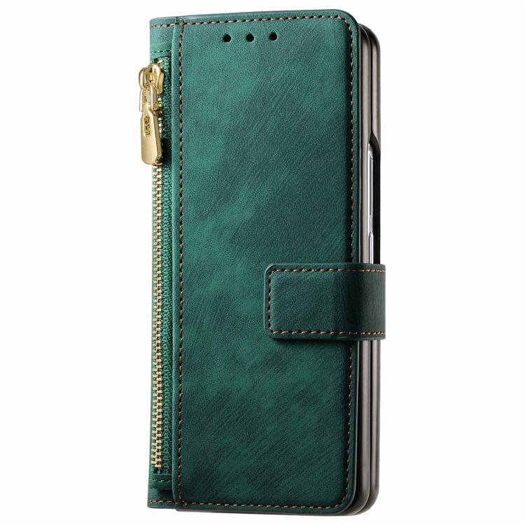 For Samsung Galax Z Fold7 5G Retro MagSafe Magnetic Zipper Wallet Leather Phone Case