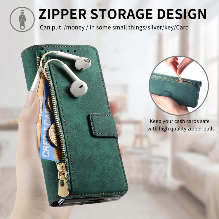 For Samsung Galax Z Fold7 5G Retro MagSafe Magnetic Zipper Wallet Leather Phone Case