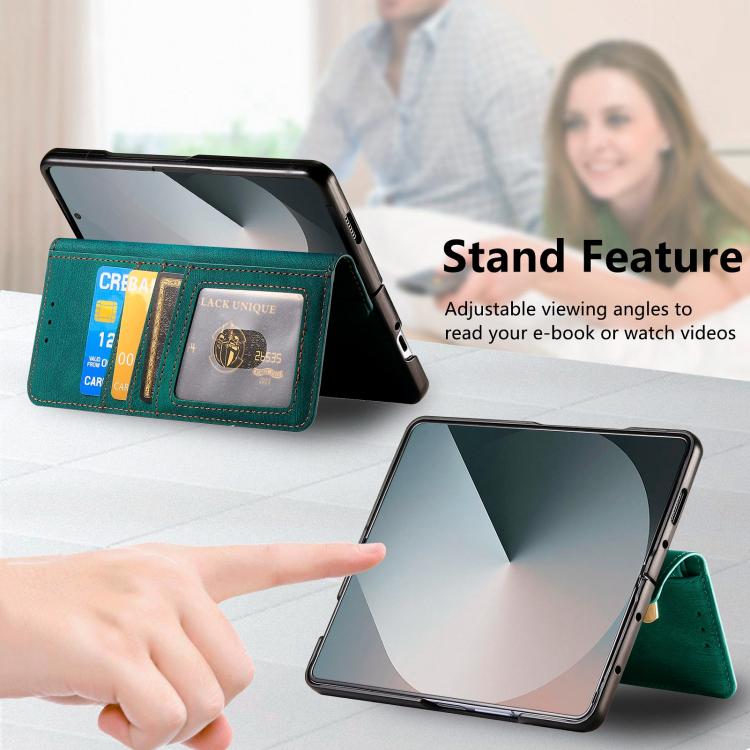 For Samsung Galax Z Fold7 5G Retro MagSafe Magnetic Zipper Wallet Leather Phone Case