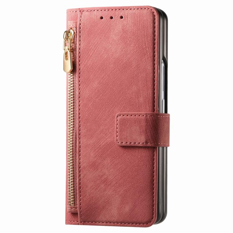 For Samsung Galax Z Fold7 5G Retro MagSafe Magnetic Zipper Wallet Leather Phone Case